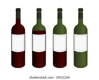 Wine bottles with blank labels