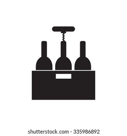 Wine bottles box icon