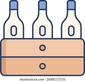 Weinflaschen Box lineare Farbe Symbol Design