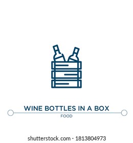 wine bottles in a box outline vector icon. simple element illustration. wine bottles in a box outline icon from editable food concept. can be used for web and mobile
