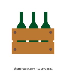 Wine bottles in the box. vector illustration