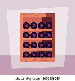 Wine bottles cellar design, Winery alcohol drink beverage restaurant and celebration theme Vector illustration