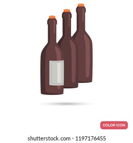 Wine bottles color flat icon