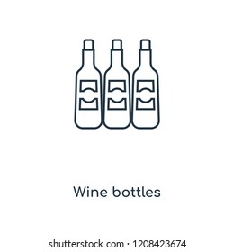 Wine bottles concept line icon. Linear Wine bottles concept outline symbol design. This simple element illustration can be used for web and mobile UI/UX.