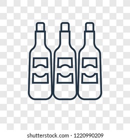 Wine bottles concept vector linear icon isolated on transparent background, Wine bottles concept transparency concept in outline style