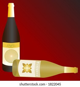 wine bottles with copy space illustration