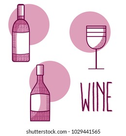Wine bottles and cup