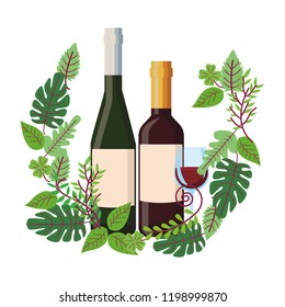 Wine bottles and cup
