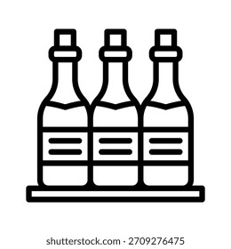 Wine Bottles Display on Shelf Vector Illustration, Line Style Icon