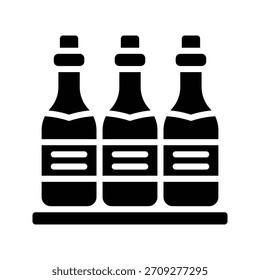Exhibición de las botellas de vino en la Ilustración vectorial del estante, icono plano del estilo