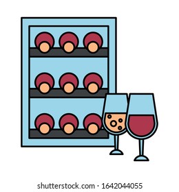 wine bottles drink in box packing vector illustration design