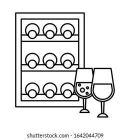 wine bottles drink in box packing vector illustration design