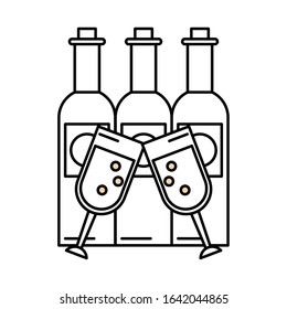 wine bottles drink isolated icon vector illustration design