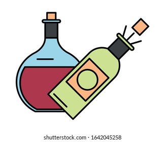 wine bottles drink isolated icon vector illustration design