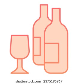 Wine bottles and glass line icon. Two alcohol drink bottle and wineglass gradient style pictogram on white background. Winery signs mobile concept web design. Vector graphics