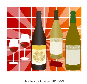 wine bottles with glasses