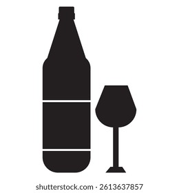 wine bottles and glasses icon on white background.