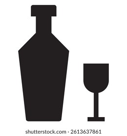 wine bottles and glasses icon on white background.