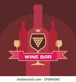 Wine Bottles and Glasses - Illustration for creative design projects.