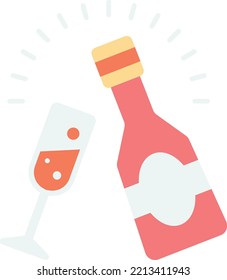 wine bottles and glasses illustration in minimal style isolated on background