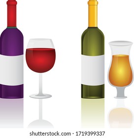 Wine bottles and glasses vector illustration design