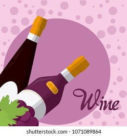Wine bottles with grapes
