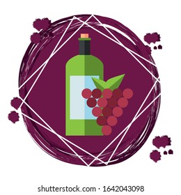 wine bottles with grapes icons vector illustration design