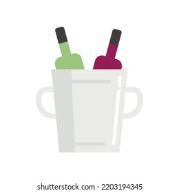 Wine bottles ice box icon. Flat illustration of wine bottles ice box vector icon isolated on white background