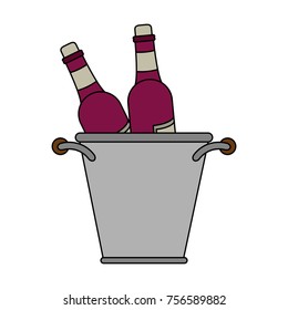 Wine bottles in ice bucket