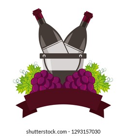 wine bottles ice bucket and grapes