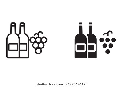 Wine bottles icon set. Simple line icon. Isolate on white background.