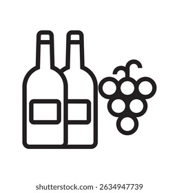 Wine bottles icon. Simple line icon. Isolate on white background.