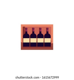Wine bottles inside box design of Winery alcohol drink beverage restaurant celebration and party theme Vector illustration