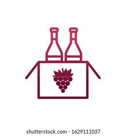 Wine bottles inside box design, Winery alcohol drink beverage restaurant and celebration theme Vector illustration