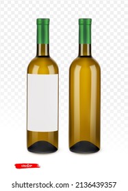 Wine bottles isolated. Mockup for your design. Set of wine bottles.
