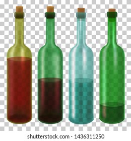 Wine bottles isolated on transparent background.