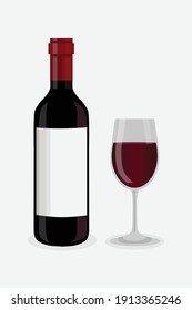 Wine bottles isolated on white background. Wine bottle, made in a realistic style. Alcoholic drink. Red wine. Vector illustration