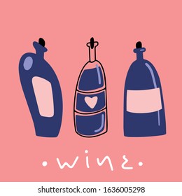 Wine bottles minimalistic illustration pack
