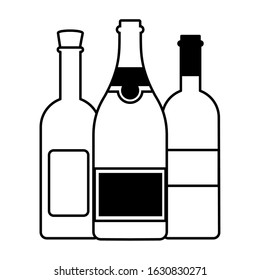 wine bottles on white background vector illustration design