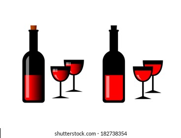 Wine bottles on white background  