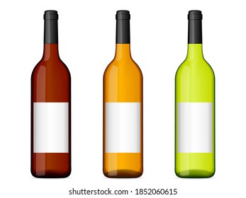 Wine bottles on a white background. Vector illustration.