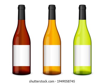 Wine bottles on a white background. Vector illustration.