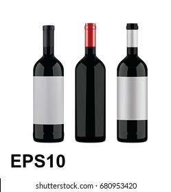 Wine bottles on a white background. Vector illustration
