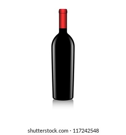 Wine bottles on white backgroundwith red. Vector