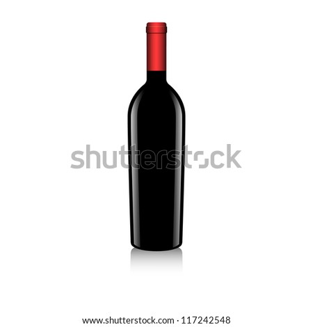 Wine bottles on white backgroundwith red. Vector