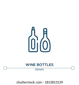 wine bottles outline vector icon. simple element illustration. wine bottles outline icon from editable drinks concept. can be used for web and mobile
