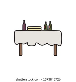 Wine bottles over table design, Winery alcohol drink beverage restaurant and celebration theme Vector illustration