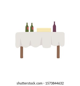 Wine bottles over table design, Winery alcohol drink beverage restaurant and celebration theme Vector illustration