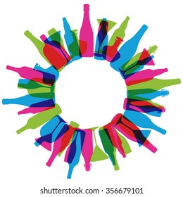 Wine bottles round pattern