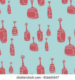 Wine bottles seamless pattern